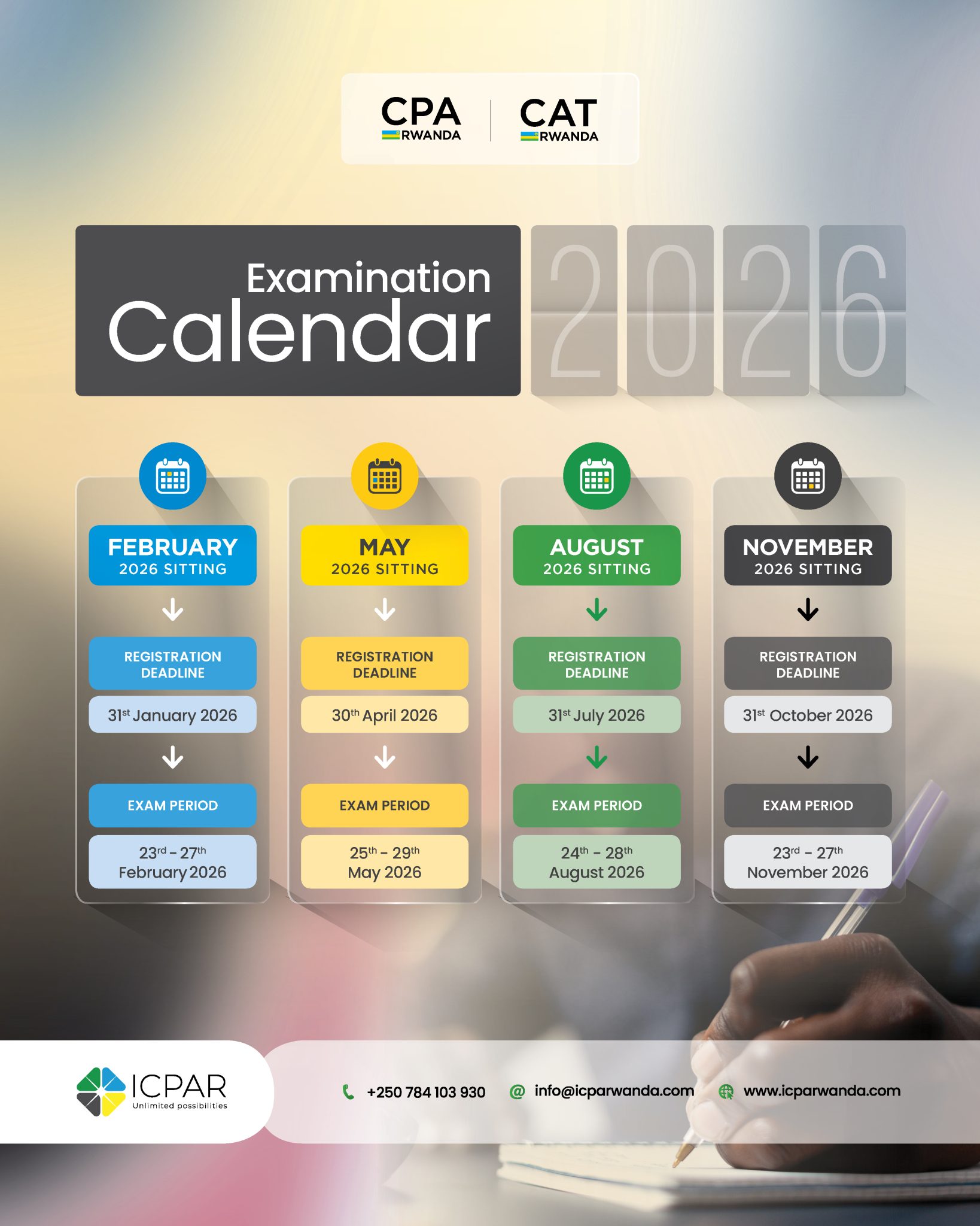 Exam Calendar – ICPAR – Institute of Certified Public Accountants Rwanda